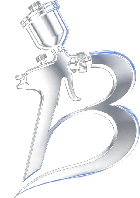 Logo de Bandoneon: una B formada por una pistola de pintura
